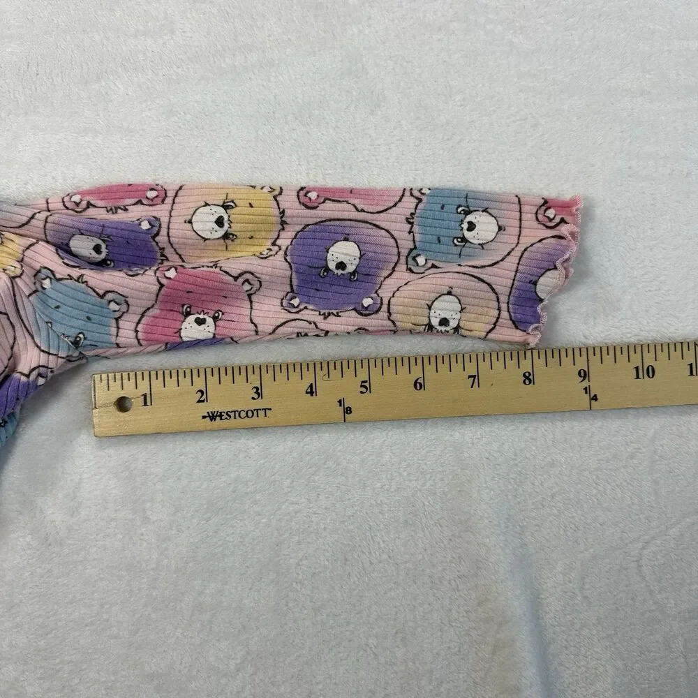 Care Bears Baby Girl 2 Piece Outfit Set Pink Bear Print 6-9 Months Ribbed